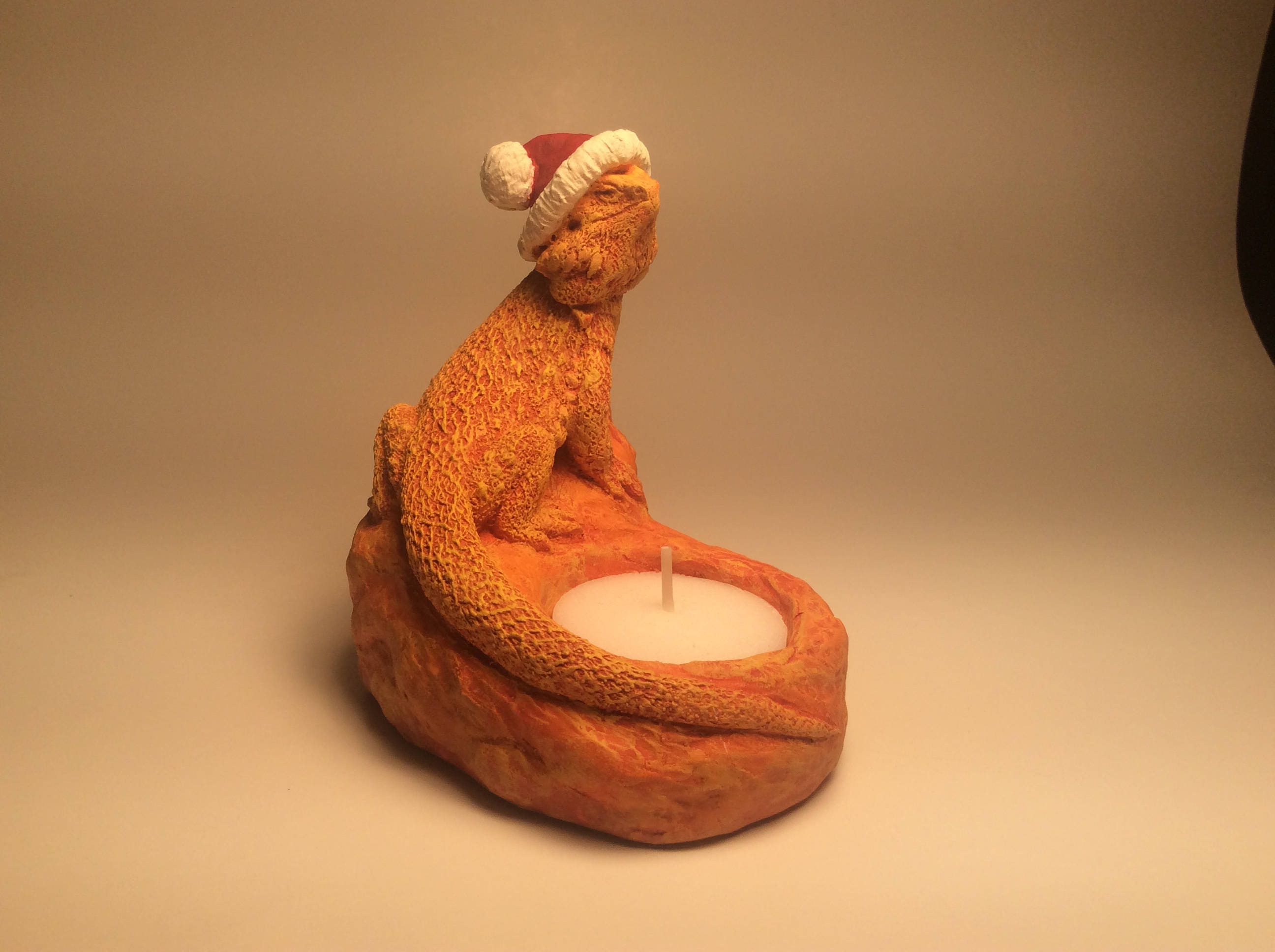 Bearded dragon Santa Christmas candle holder Etsy