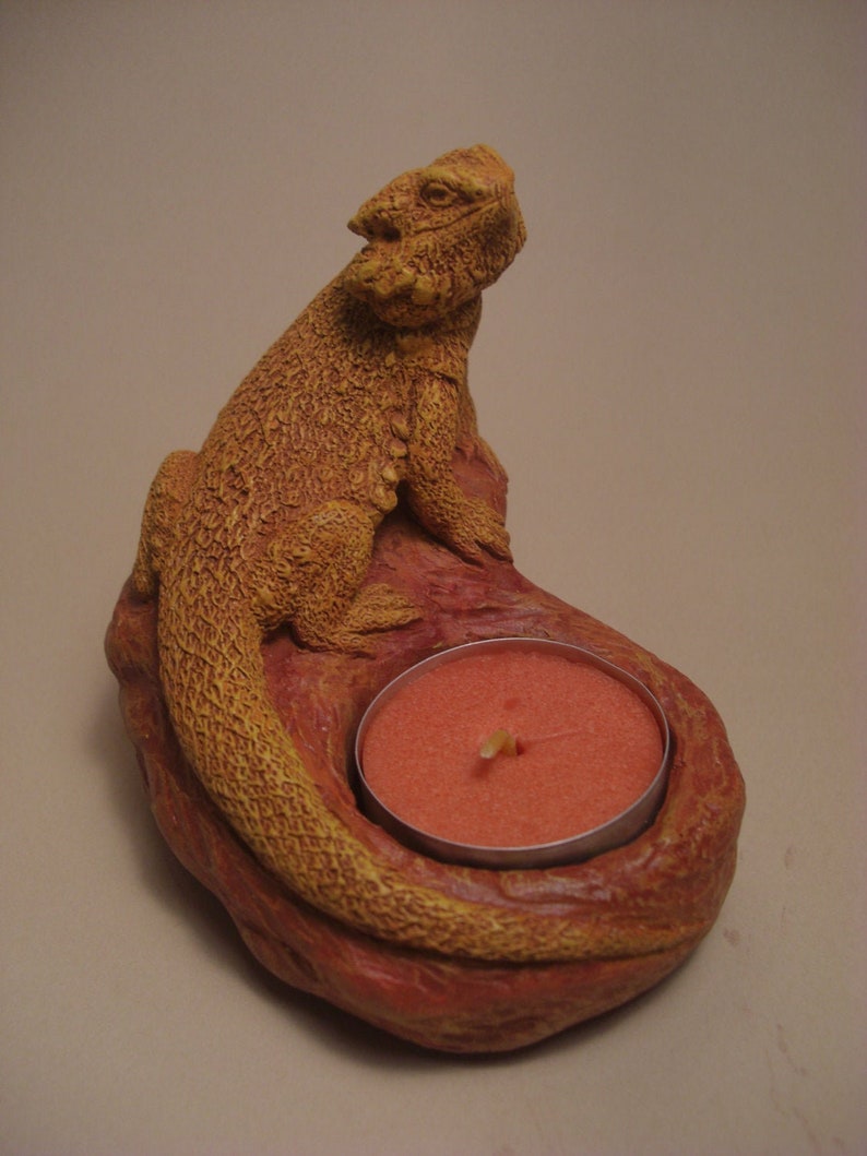 Bearded Dragon Candle Holder NEW Terra Cotta orange Yellow Etsy