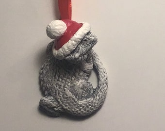 New Bearded dragon Christmas Ornament Beardie white