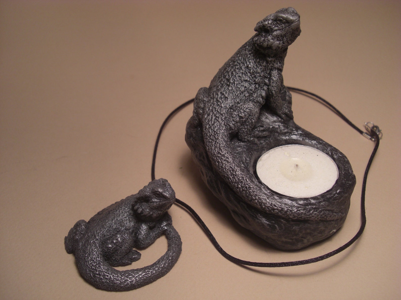 Bearded Dragon Candle Holder and Necklace combo SALE Limited Etsy