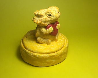 New Bearded Dragon heart box or urn  yellow orange finish