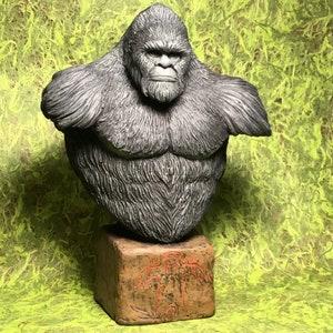 Bigfoot Sasquatch bust hairy man sculpture LAST CHANCE selling my molds  statue black grey finish