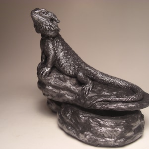 Bearded Dragon Jewelery Box Pewter Finish