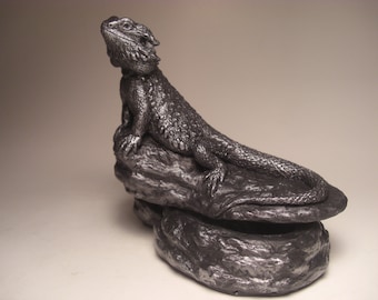 Bearded Dragon Jewelery Box Pewter Finish