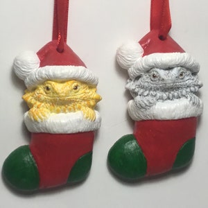 Bearded Dragon Christmas ornament NEW in stocking 2 pack lot!