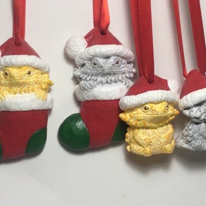 Bearded Dragon Christmas ornament NEW in stocking and babies  4  pack lot!