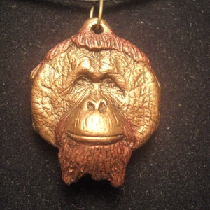 Orangutan pendant necklace Christopher bronze finish
