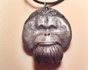 Pongo orangutan pendant necklace center for great apes cold cast pewter