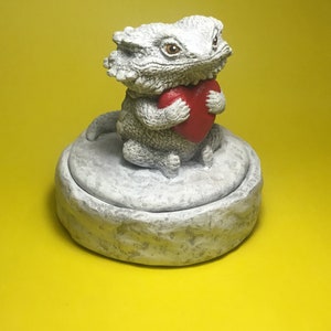 New Bearded Dragon heart box or urn  white finish