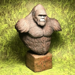 Bigfoot Sasquatch bust hairy man sculpture LAST CHANCE selling my molds  statue brown finish