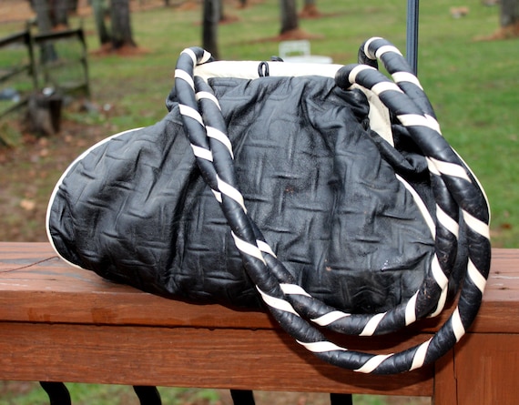 Black White Leather Purse Etsy UK