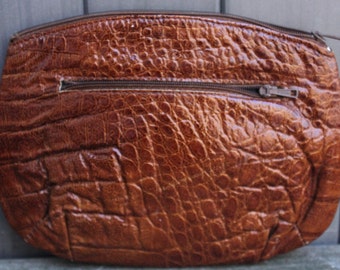 Croc embossed Italian leather clutch