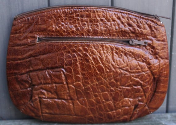 Croc embossed Italian leather clutch - image 1