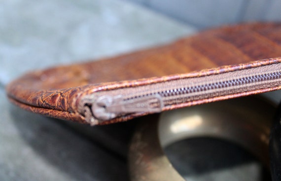 Croc embossed Italian leather clutch - image 4