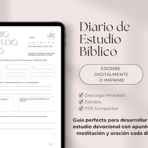 Página de Diario para Estudio Bíblico – Descarga Digital Español | Estudio Bíblico | Diario Cristiano | Imprimible | Spanish Bible Journal