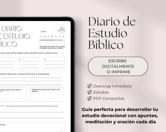Página de Diario para Estudio Bíblico – Descarga Digital Español | Estudio Bíblico | Diario Cristiano | Imprimible | Spanish Bible Journal