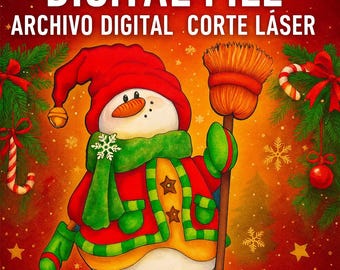 Snowman Laser Cut File SVG DXF pdf AI | Christmas Laser Cutting Pattern | Digital File | Archivo Digital Muñeco de Nieve Corte Láser