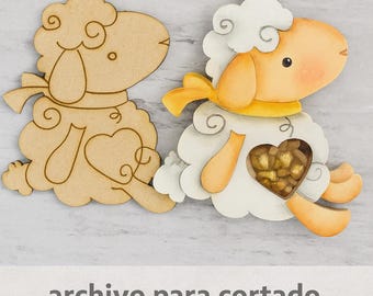 Archivo para cortar: Llavero Borrego Rellenable (shaker) – MDF 3 mm – svg PDF DXF ai – Ventana corazón Borrego de la abundancia