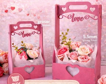 Caja / Canasta San Valentín SVG | Archivo Digital Corte Láser | Caja para Regalos MDF | DXF ai pdf