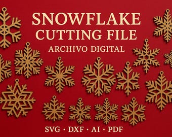 Snowflake Laser Cut File | Digital Download SVG DXF AI pdf | Christmas Ornament Template | Archivo Digital Copos de Nieve para Corte Láser