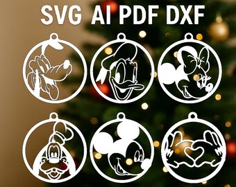 Christmas Ornament Bundle | Digital Laser Cut File | SVG DXF PDF ai | Cute Cartoon Style Christmas Decorations