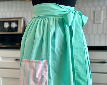 Bright Teal Half Apron