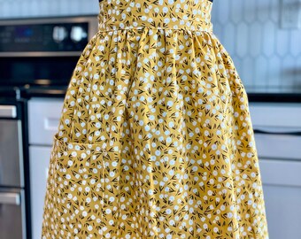 Golden Floral Half Apron