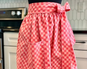 Watermelon Checkered Half Apron