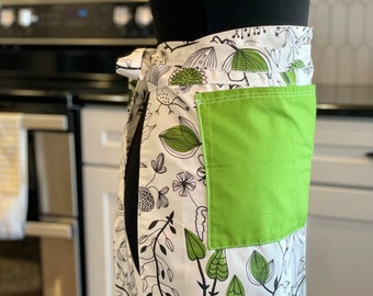 Black White and Green Bistro Apron