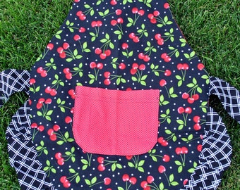 SALE Child's Cherry Print Reversible Apron