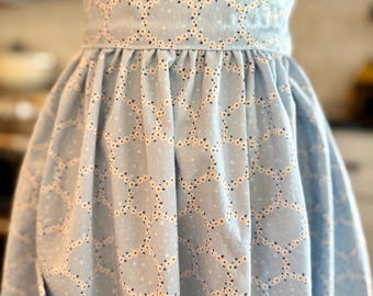 Baby Blue Floral Wreaths Half Apron