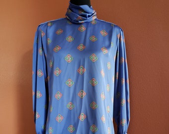 Vintage blouse en rok met lavendelprint, profetie uit de jaren 80