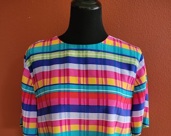 Multicolor Plaid Blouse met korte mouwen van Alfred Dunner, Maat US 16