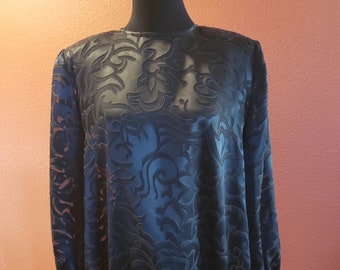 Glamoureuze Vintage Black Devore Pure Blouse door Giovannozzi, Italië