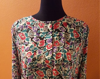 Vintage kleurrijke bloemenblouse van Alfred Dunner - Us maat 14/large