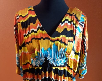 Vintage Multicolor V-Neck Sundress, Size large