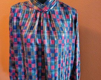 Holiday Color Plaid Blouse - Rood, Goud, Groen, Blauw, Bruin van Yves St Clair - Maat