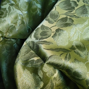Green Metallic Floral Woven Fabric