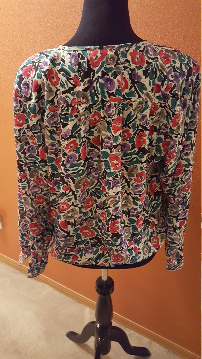 Vintage Colorful Floral Blouse by Alfred Dunner US Size - Etsy