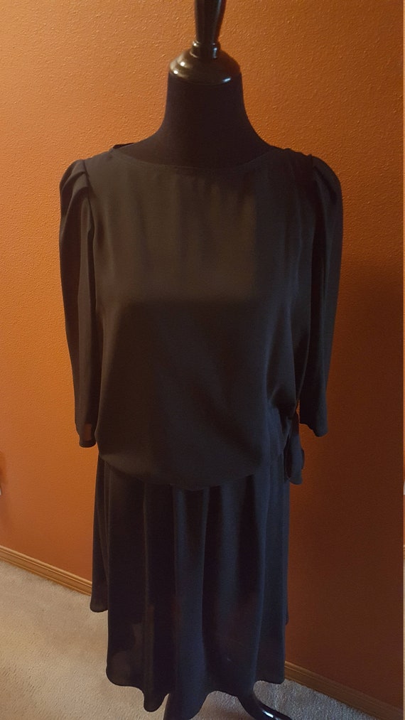 knee length dresses for ladies Sheer Black Chiffon Dress main image 1