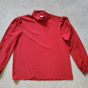 High Neck Red Vintage Blouse by Miss Sophisticates Pendleton