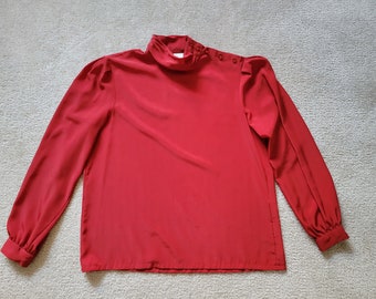 High Neck Red Vintage Blouse by Miss Sophisticates Pendleton