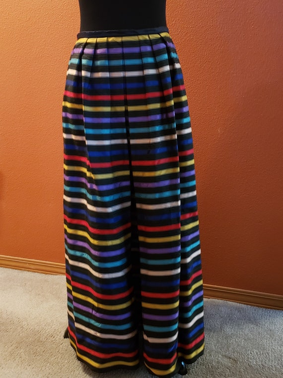 Vintage Multicolor Striped Maxi Skirt: Red, yellow