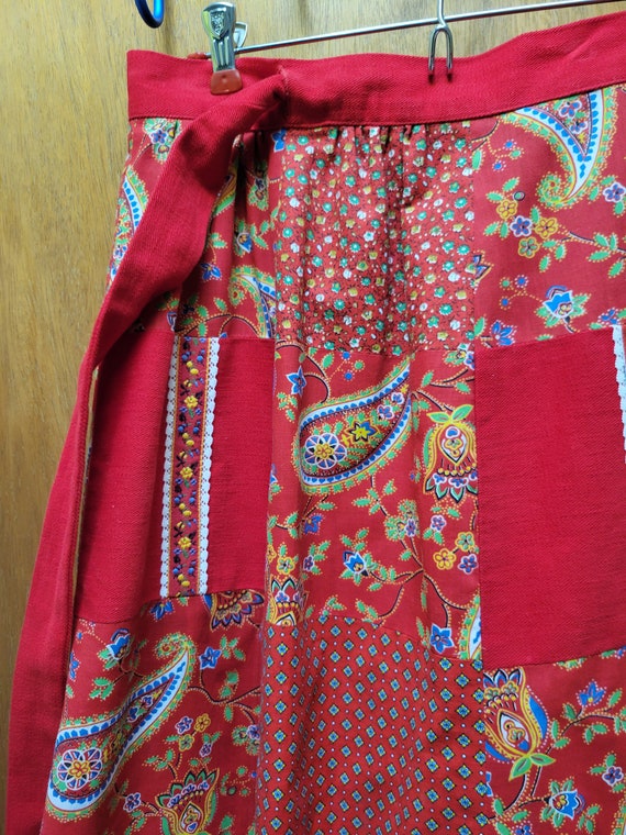 Handmade Red Patchwork Wrap Maxi Skirt - image 3