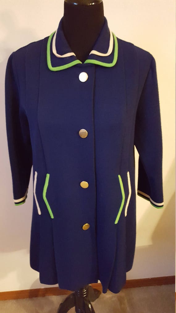 Vintage Royal Blue Puccini Wool Jacket/Sweater, Si