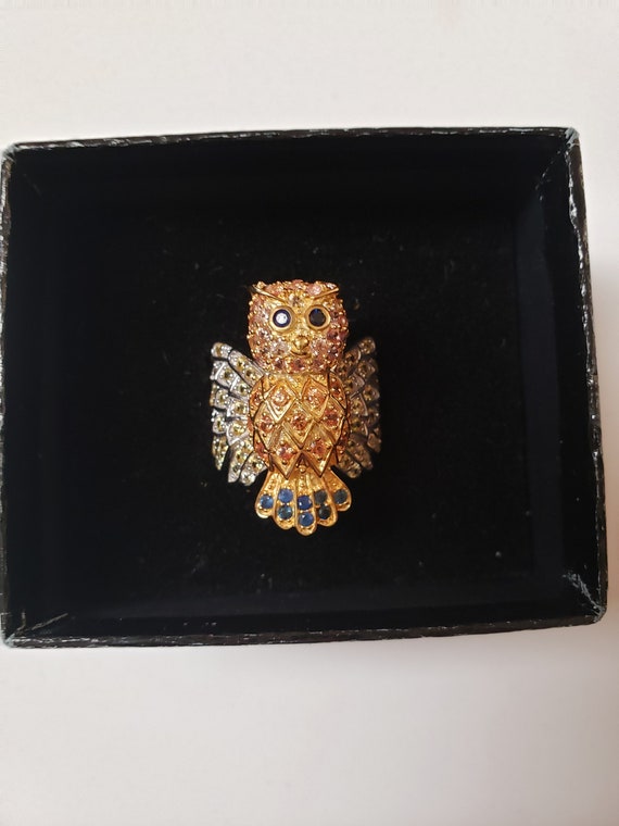 Owl Statement Ring  - Multicolor Sapphire and Ster