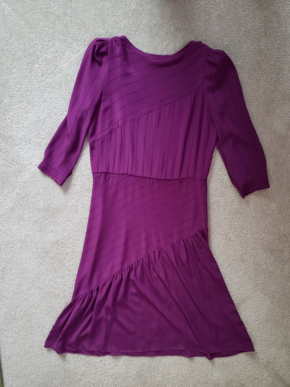 Purple/Eggplant Sheer Vintage Dress with Belt - image 2