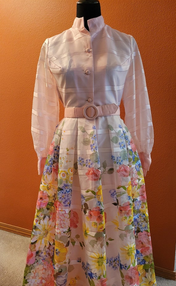 Beautiful Pale Pink & Multicolor Floral Dress with