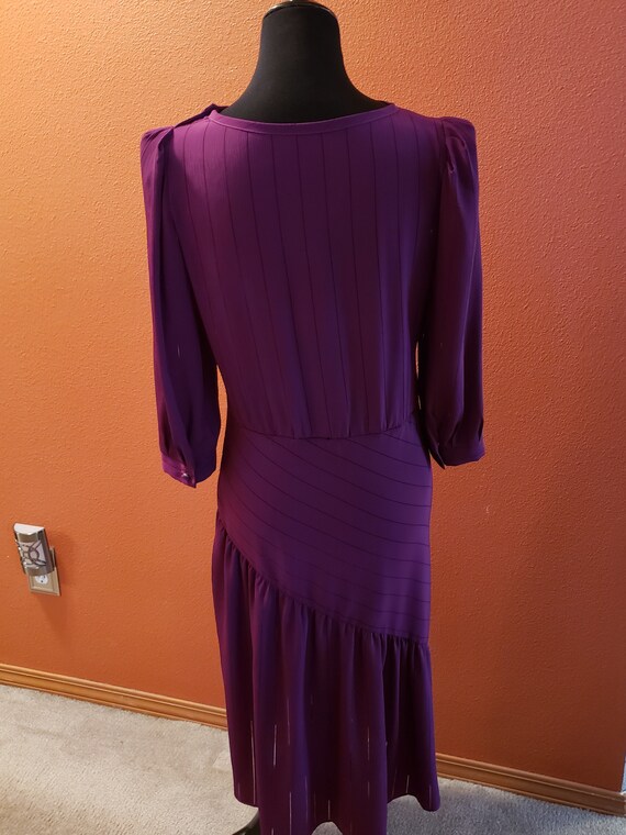 Purple/Eggplant Sheer Vintage Dress with Belt - image 7
