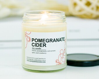 Pomegranate Cider Soy Candle with Black Metal Lid FREE Shipping